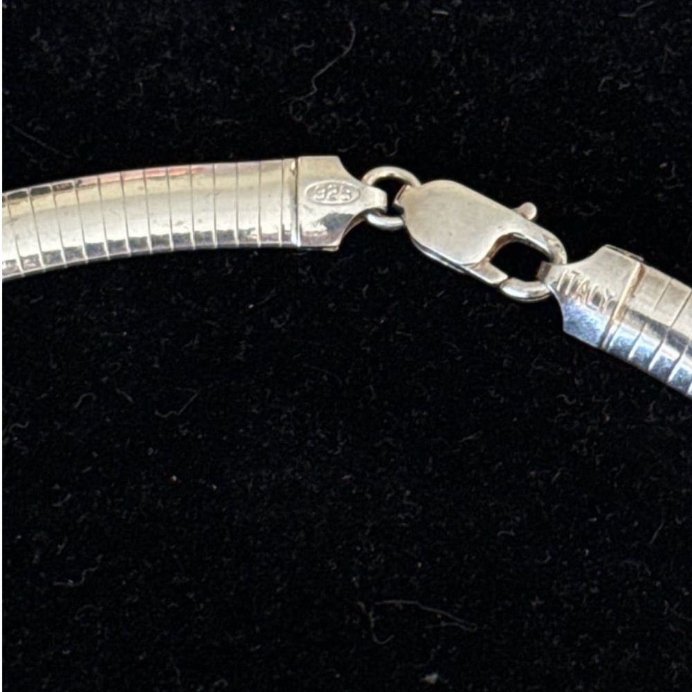 Italy Sterling Silver 925 Omega Wide Choker Collar Necklace - Picture 2 of 5